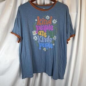 NATURAL LIFE Floral Love T-shirt Cotton Knit Size L Country Blue Kind People